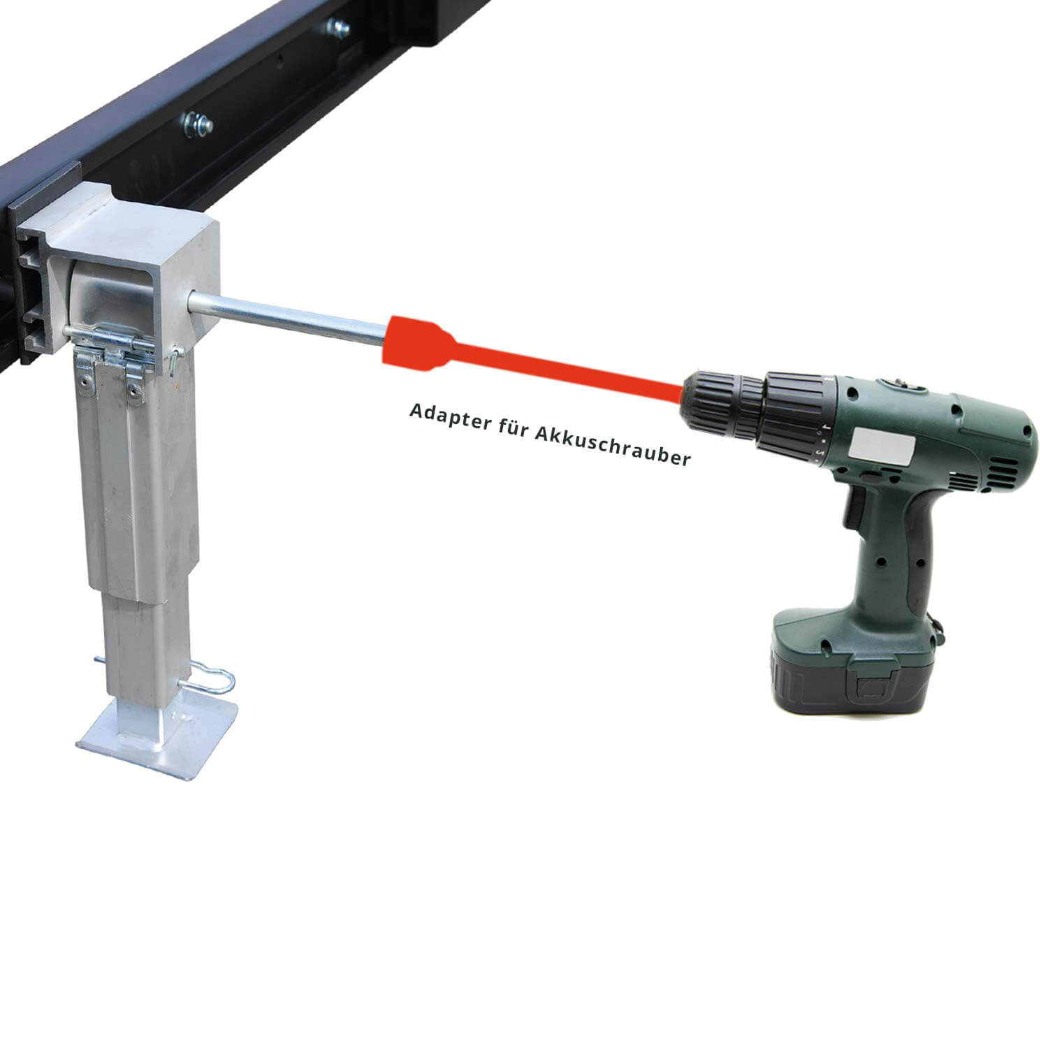 Adapter für den Akkuschrauber zum kurbeln der SMV Alu-Matic Kurbelstützen.